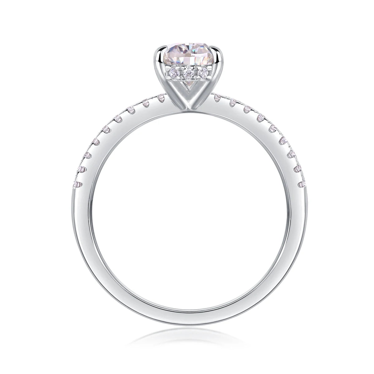 sterling silver jewelry - 19 Silver Ring SLM0165R-White-6 side view