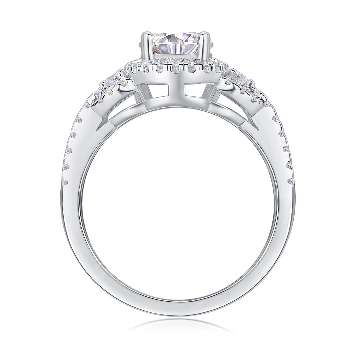 sterling silver jewelry - 32 Silver Ring SLM0152R-White-6 side view
