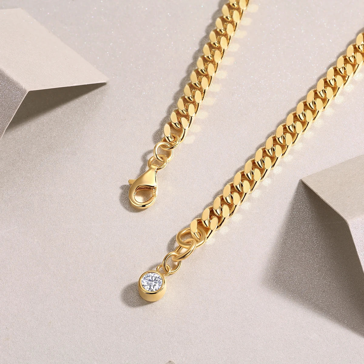sterling silver jewelry - Silver Gold Bracelet SLM0028B-Gold-19cm side view