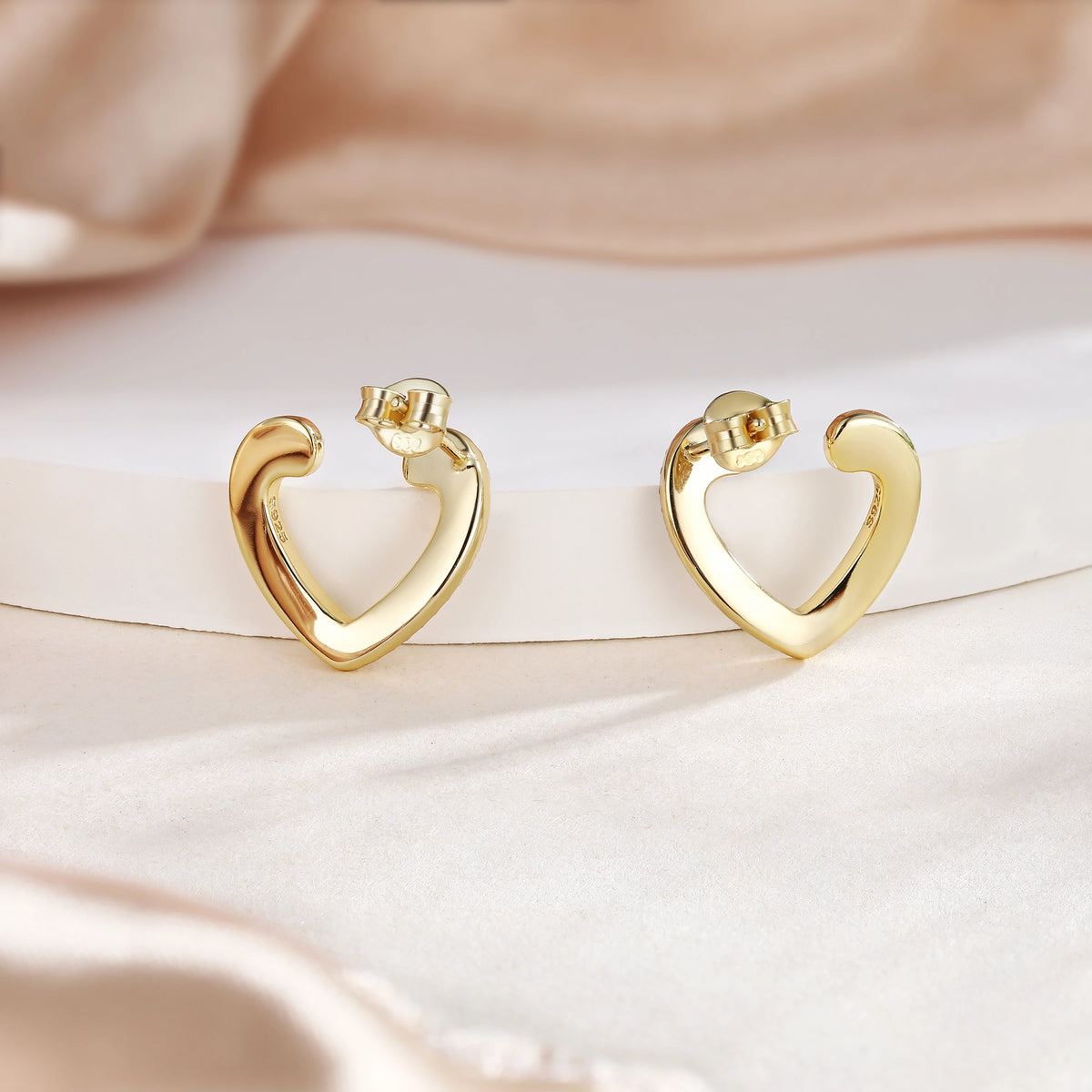 sterling silver jewelry - 925 Gold Silver Earrings SLM0034E-catalogue side view