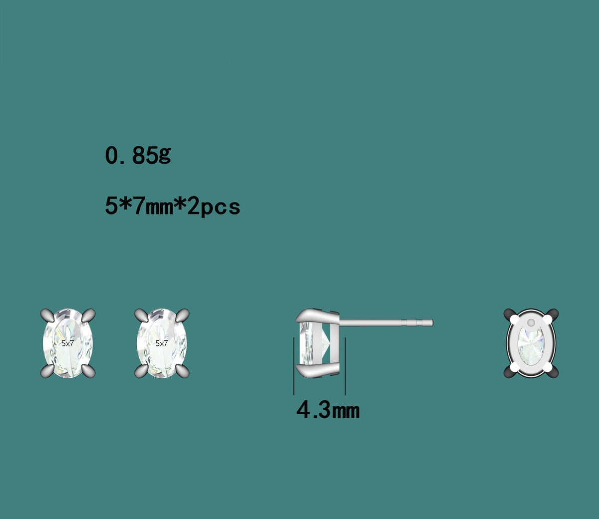 sterling silver jewelry - 925 Clear White Earrings SLM0005E-catalogue detail view