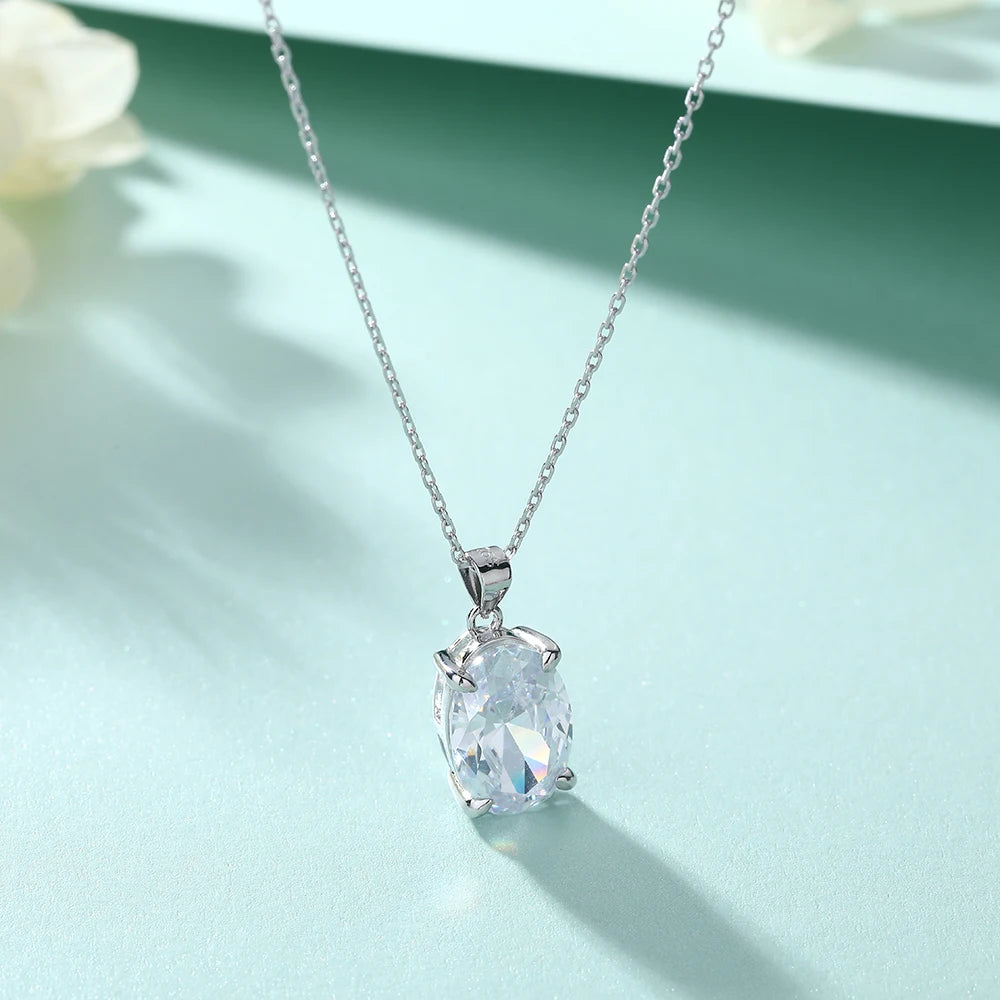 sterling silver jewelry - Silver Pendant Necklaces SLZ0005N-Rhodiun side view