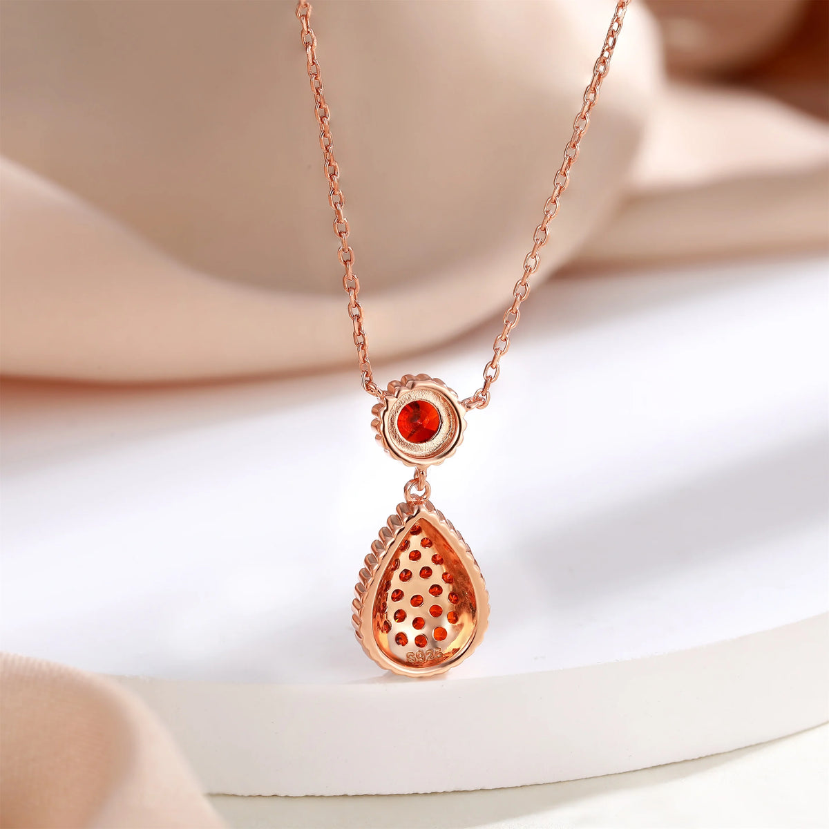 sterling silver jewelry - 925 Rose Gold Necklace Pendant SLZ0020N-luxury pendant open view