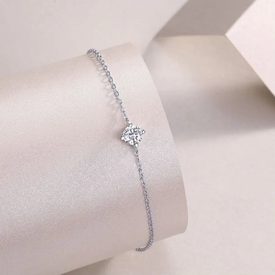 sterling silver jewelry - 100 Silver Bracelet SLM0016B-White-21cm detail view