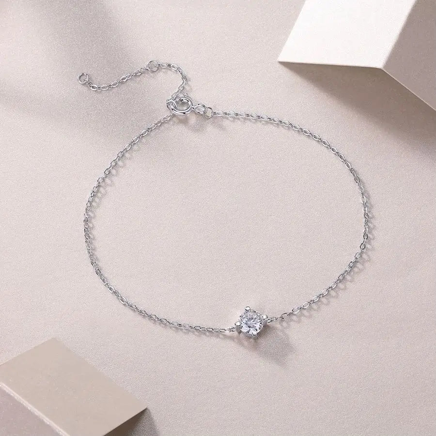 sterling silver jewelry - 100 Silver Bracelet SLM0016B-White-21cm side view
