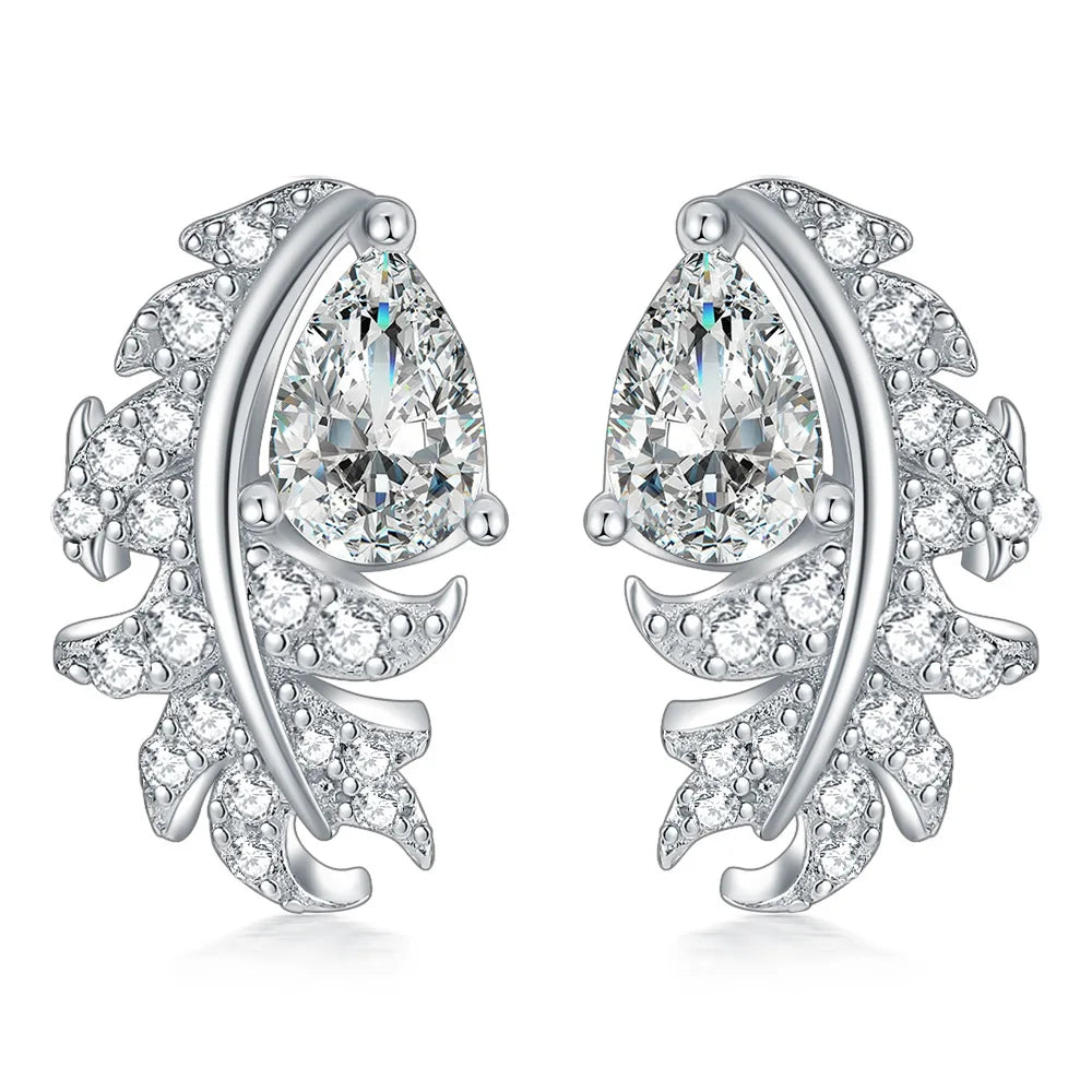 sterling silver jewelry - 925 Silver Earrings SLM0037E-silver earring studs front view