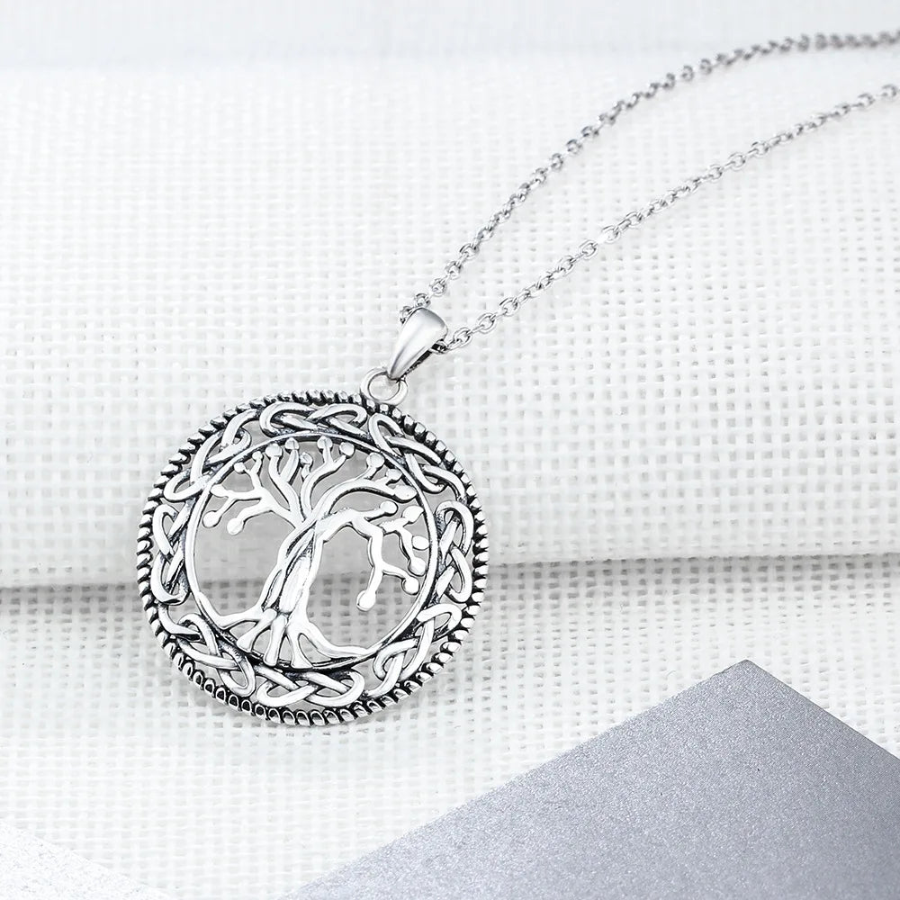 sterling silver jewelry - 925 Silver Pendant Necklaces SLZ0016N-tree life pendant side view
