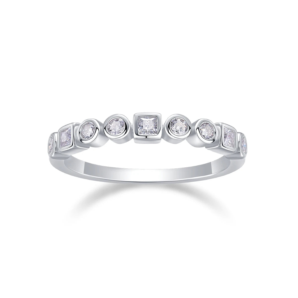 sterling silver jewelry - Silver White Ring SLM0137R-silver-6 open view