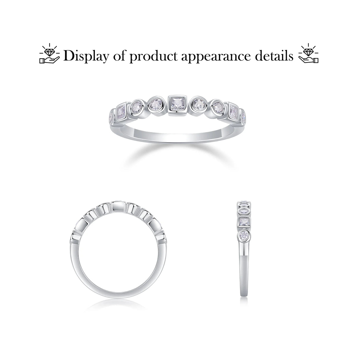 sterling silver jewelry - Silver White Ring SLM0137R-silver-6 product view 05