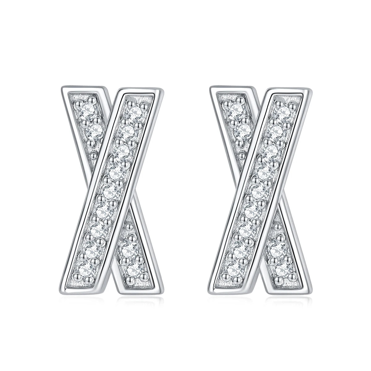 sterling silver jewelry - 925 Silver White Earrings SLM0013E-catalogue front view