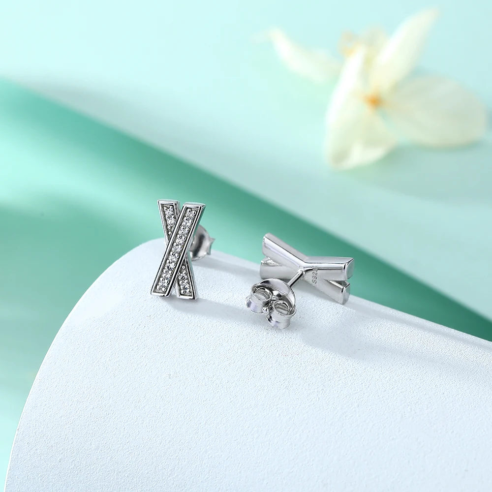 sterling silver jewelry - 925 Silver White Earrings SLM0013E-catalogue side view
