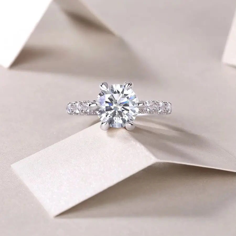 sterling silver jewelry - 925 Silver Ring SLM0123R-White-6 detail view