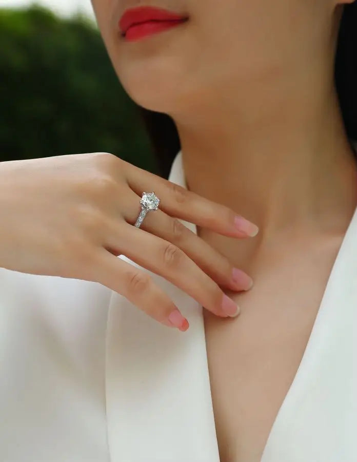 sterling silver jewelry - 925 Silver Ring SLM0123R-White-6 product view 05