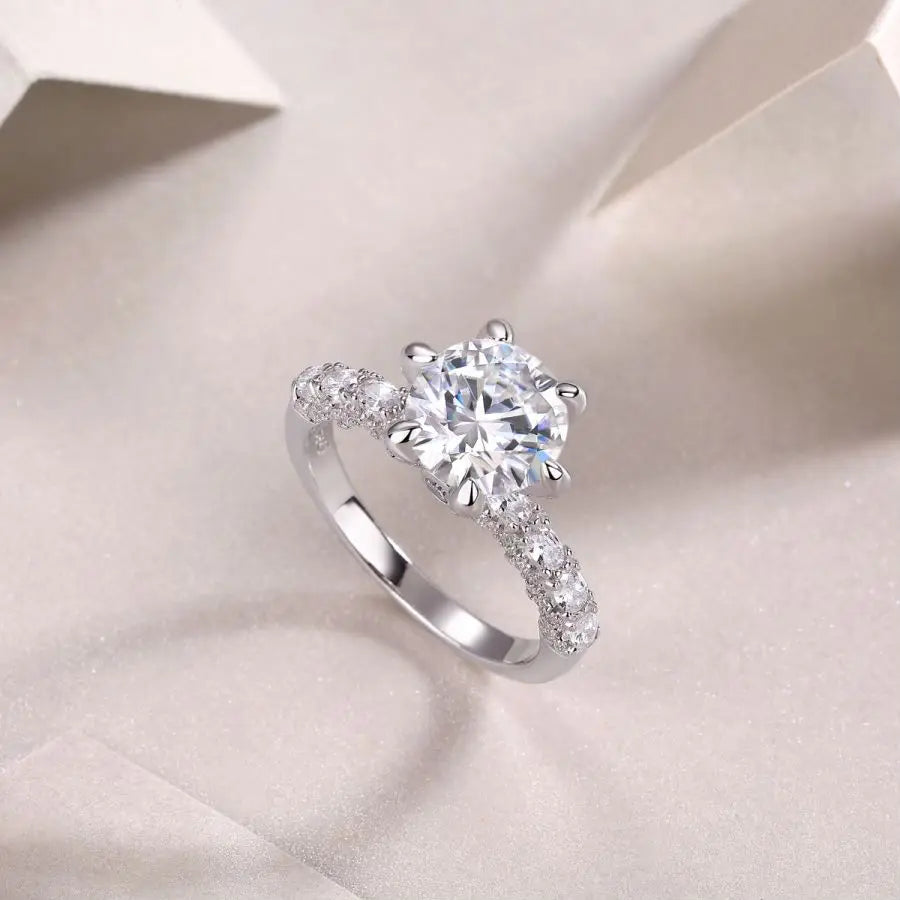 sterling silver jewelry - 925 Silver Ring SLM0123R-White-6 side view
