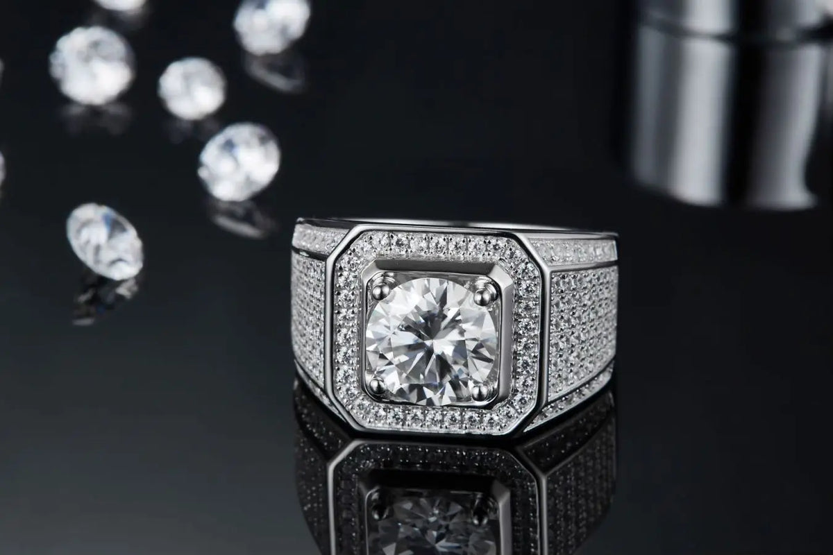 sterling silver jewelry - Silver Gold Ring SLM0090R-White-6 detail view