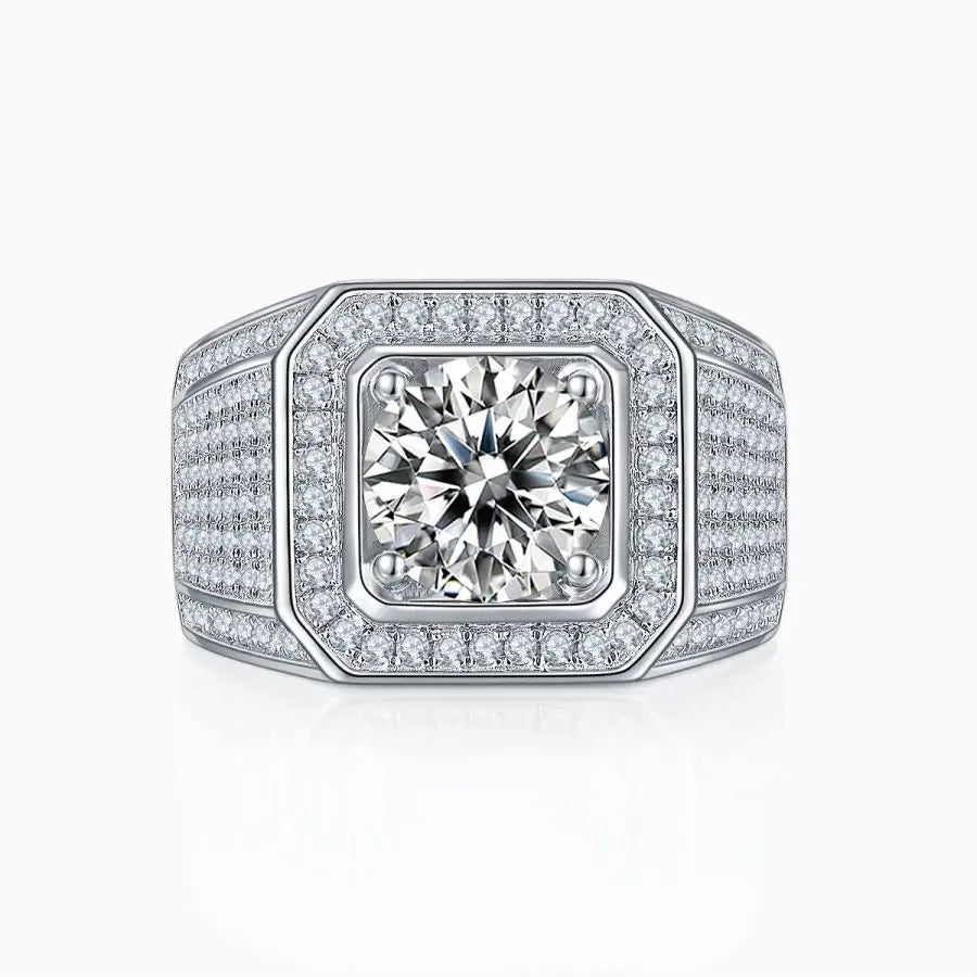 sterling silver jewelry - Silver Gold Ring SLM0090R-White-6 open view