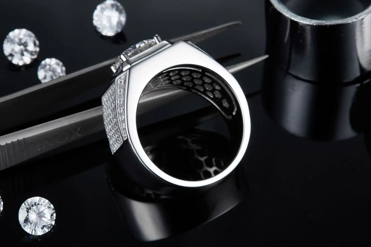 sterling silver jewelry - Silver Gold Ring SLM0090R-White-6 product view 05