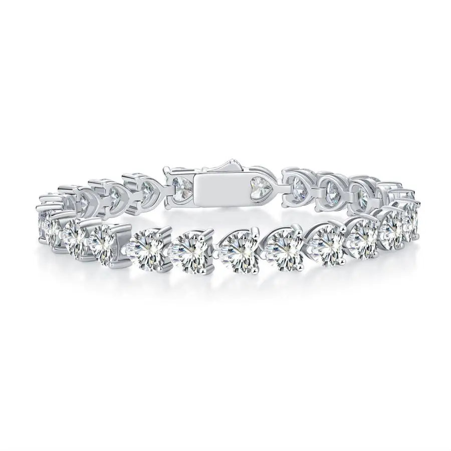 sterling silver jewelry - 925 Gold Silver Bracelet SLM0010B-White front view