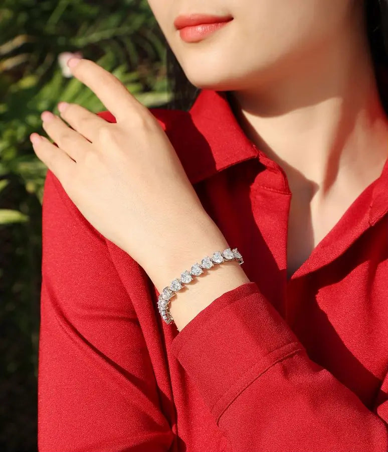 sterling silver jewelry - 925 Gold Silver Bracelet SLM0010B-White product view 05