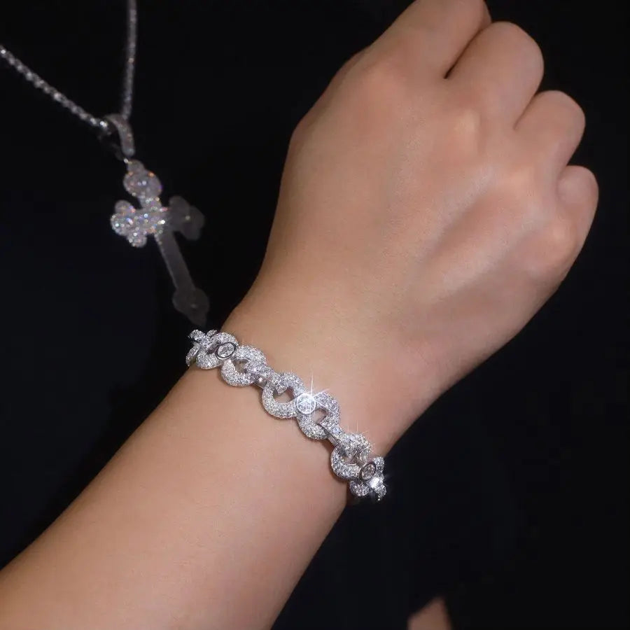 sterling silver jewelry - Silver Bracelet SLM0007B-White detail view