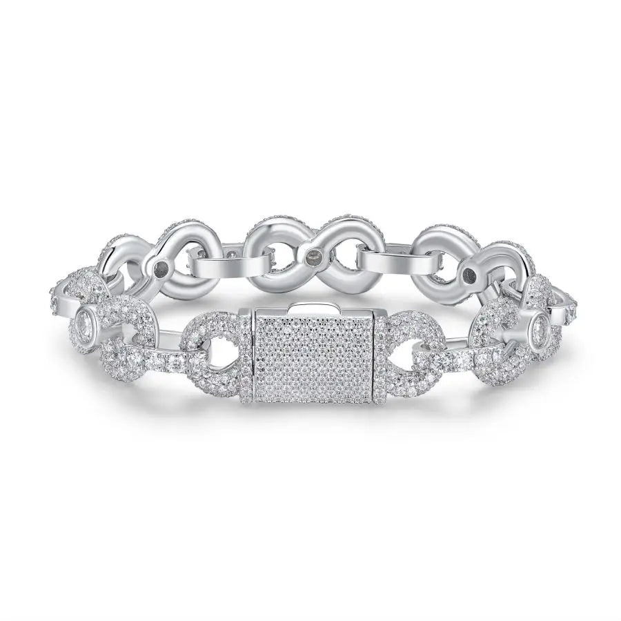 sterling silver jewelry - Silver Bracelet SLM0007B-White front view