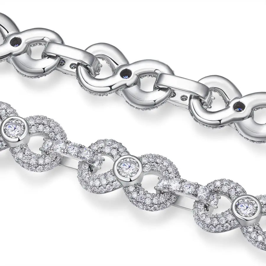 sterling silver jewelry - Silver Bracelet SLM0007B-White open view