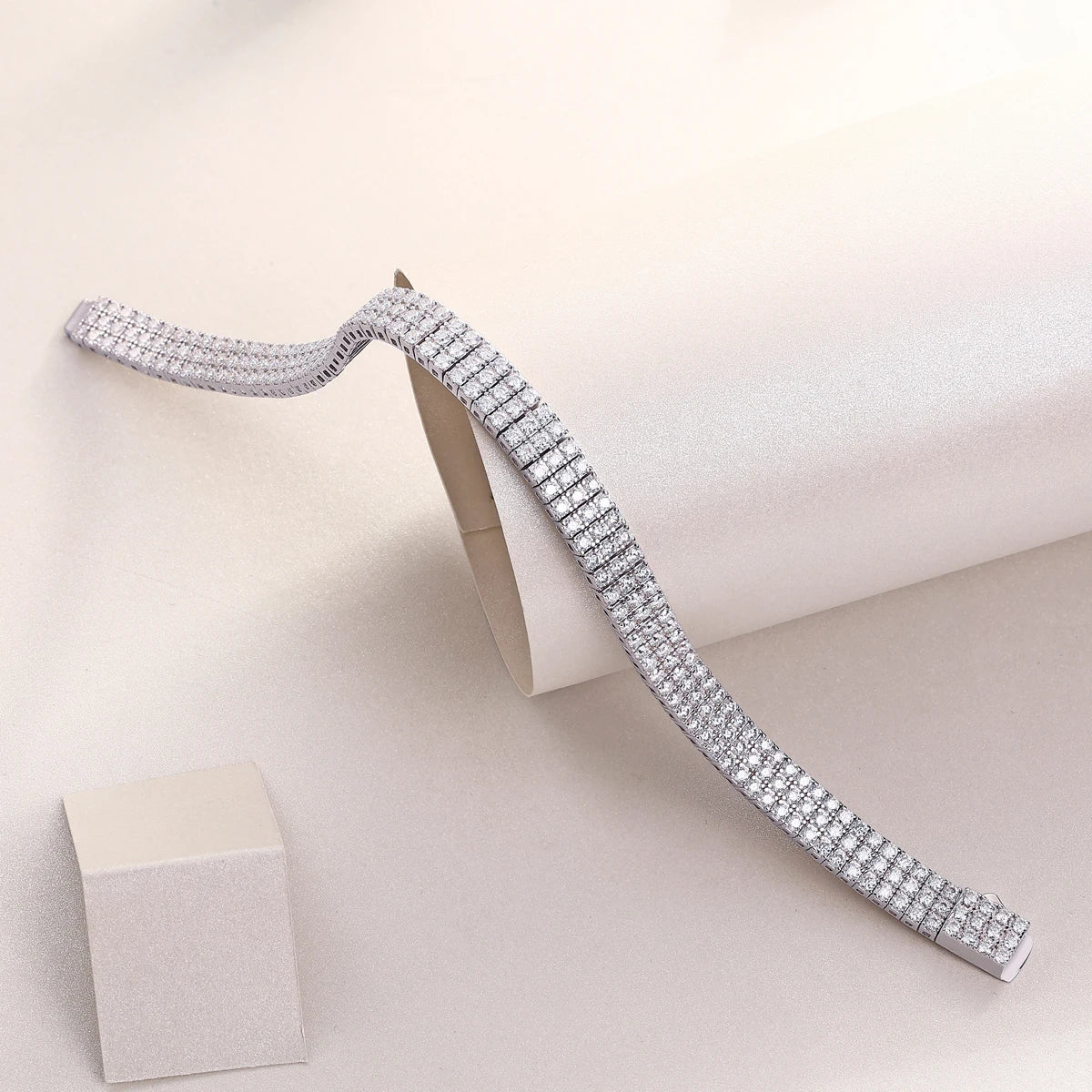 sterling silver jewelry - 925 Silver Bracelet SLM0033B-White-17cm/6.7in detail view