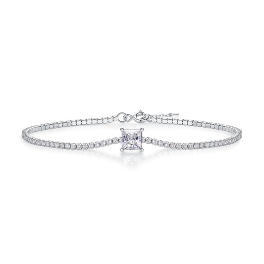 sterling silver jewelry - 925 Silver Bracelet SLM0038B-White-17cm/6.7in front view