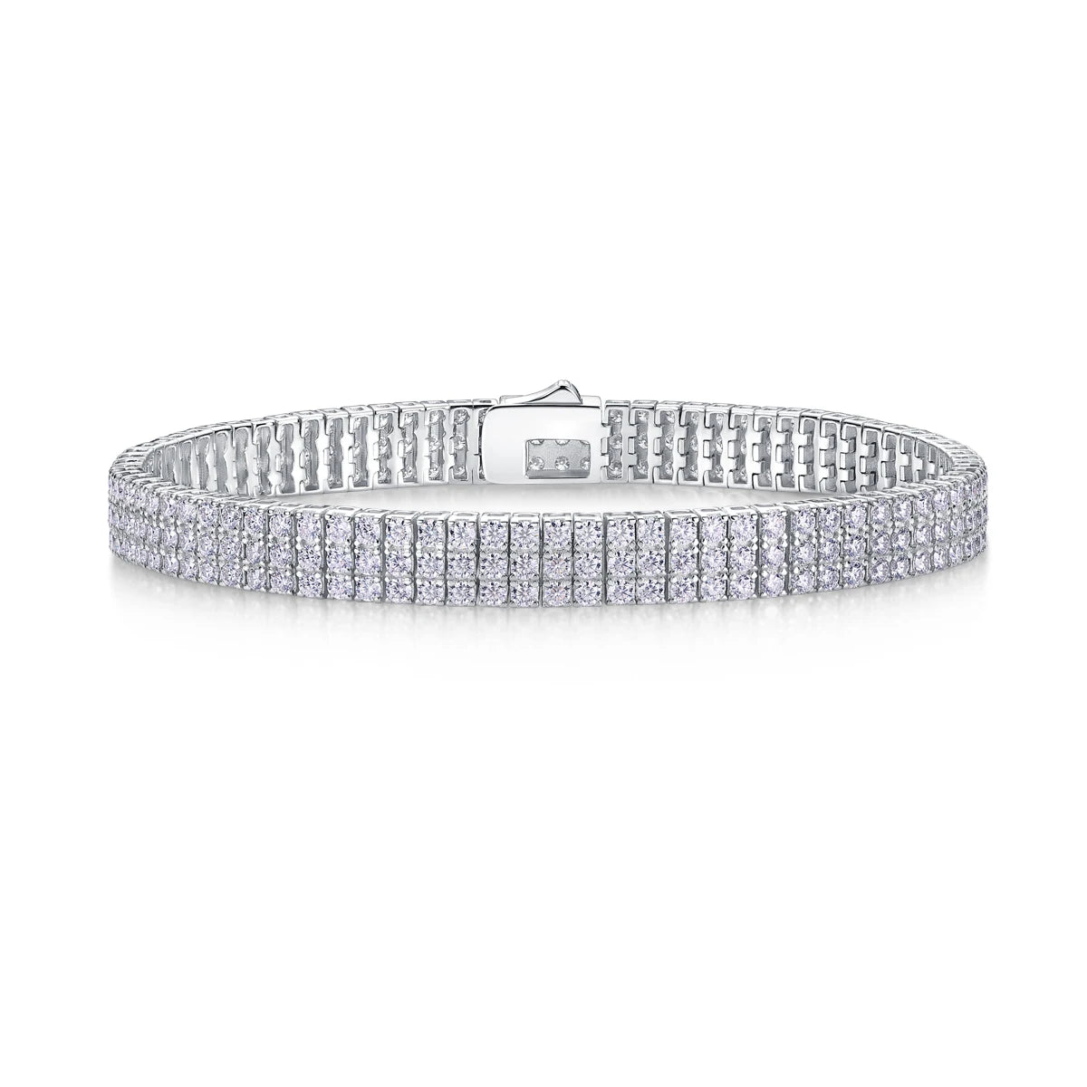 sterling silver jewelry - 925 Silver Bracelet SLM0033B-White-17cm/6.7in front view