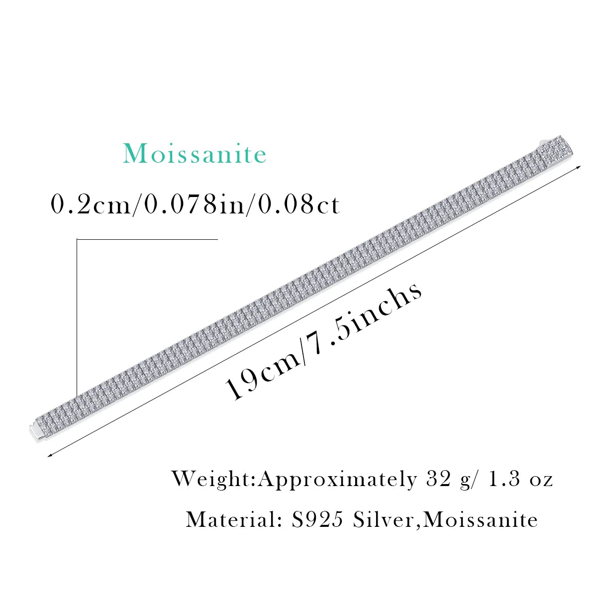sterling silver jewelry - 925 Silver Bracelet SLM0033B-White-17cm/6.7in product view 06