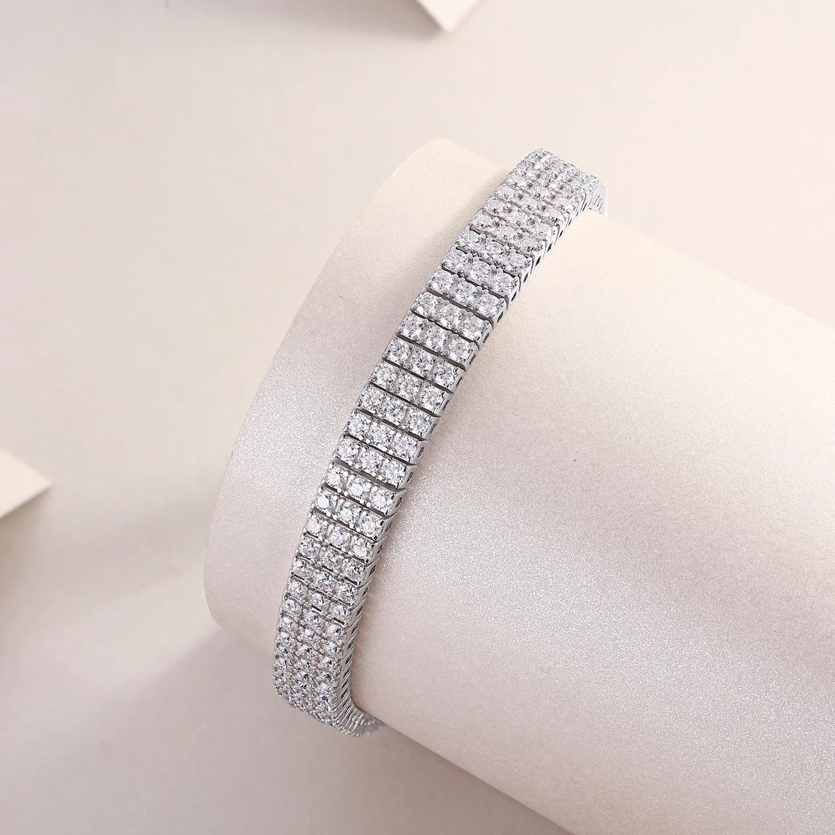 sterling silver jewelry - 925 Silver Bracelet SLM0033B-White-17cm/6.7in side view