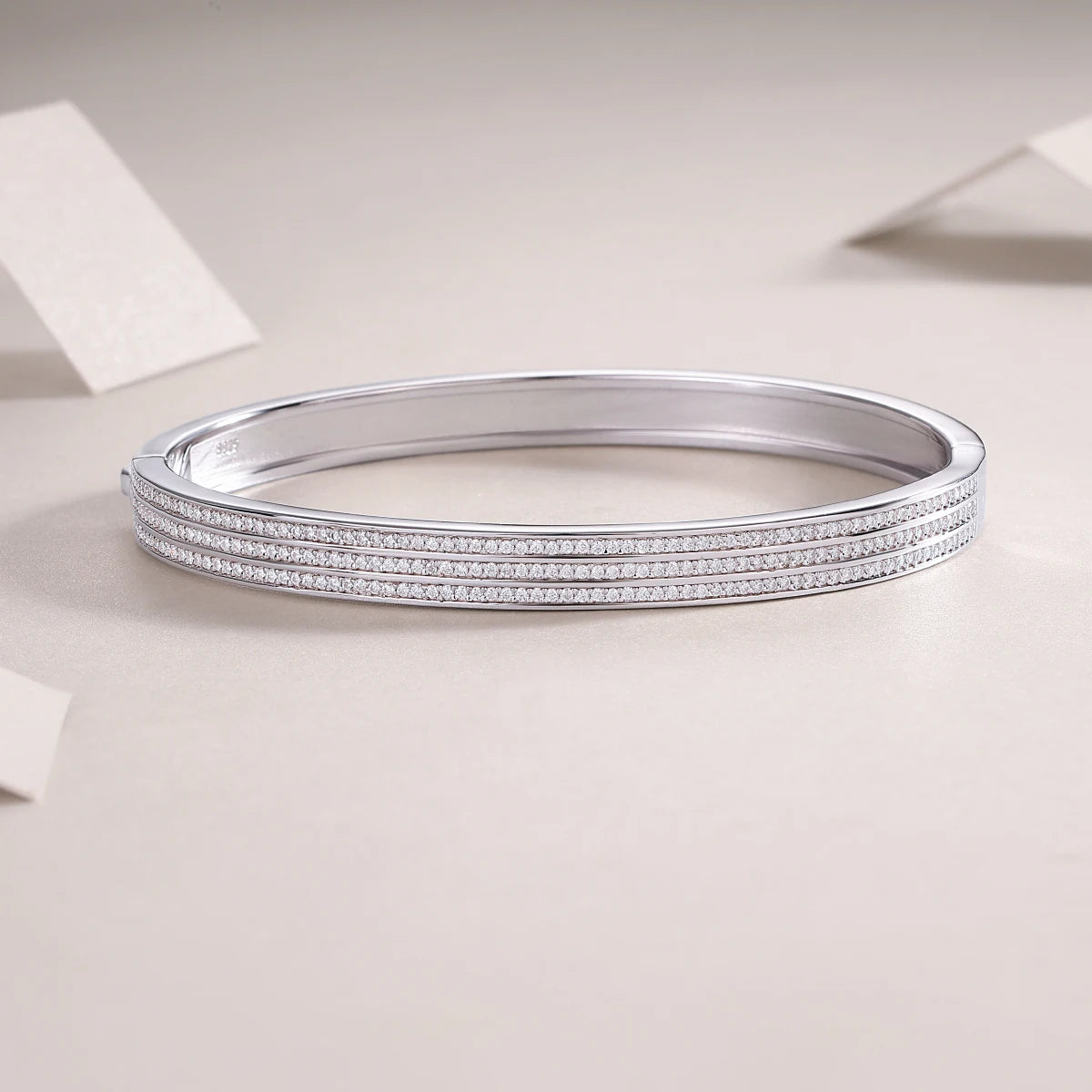 sterling silver jewelry - 925 Silver Bracelet SLM0040B-White-17cm/6.7in detail view