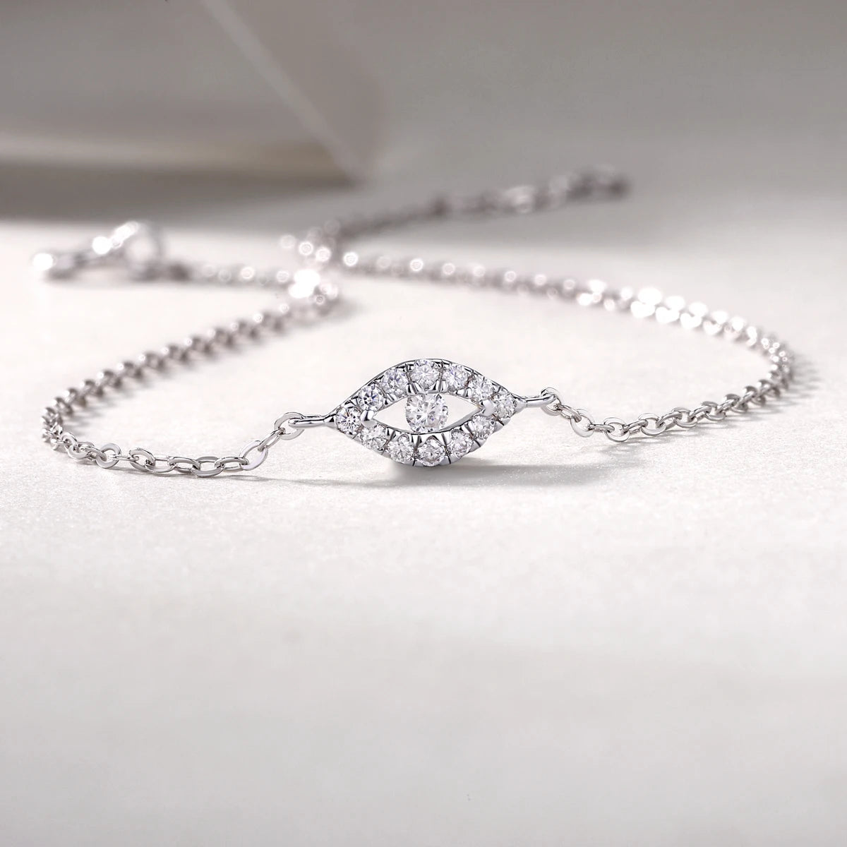 sterling silver jewelry - 925 Silver Bracelet SLM0036B-White-17cm/6.7in detail view
