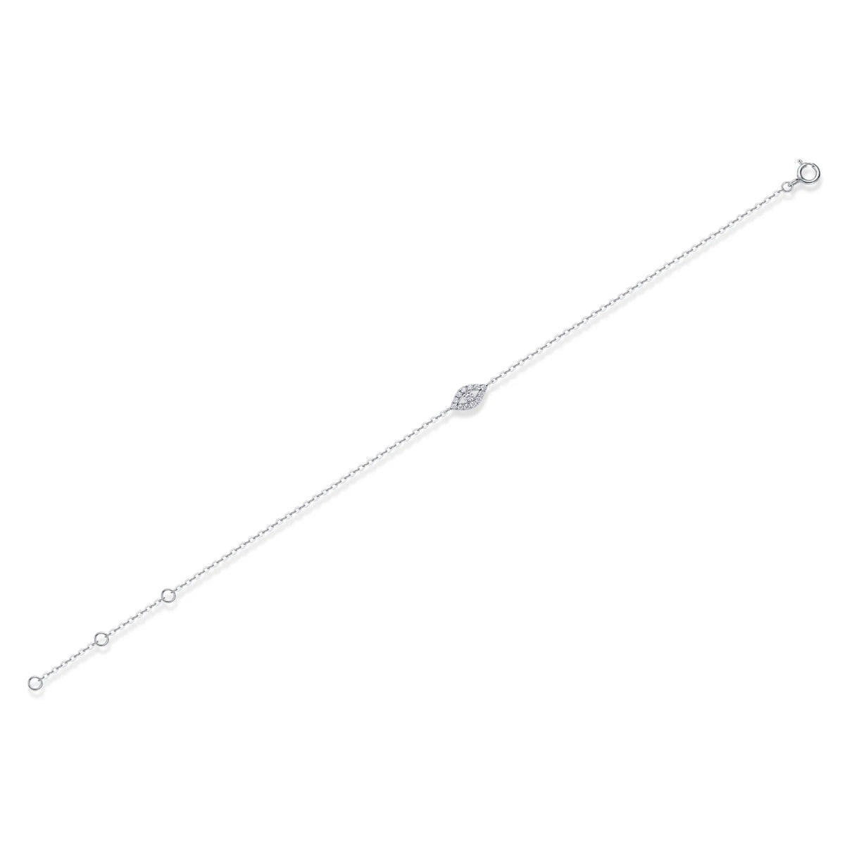 sterling silver jewelry - 925 Silver Bracelet SLM0036B-White-17cm/6.7in open view