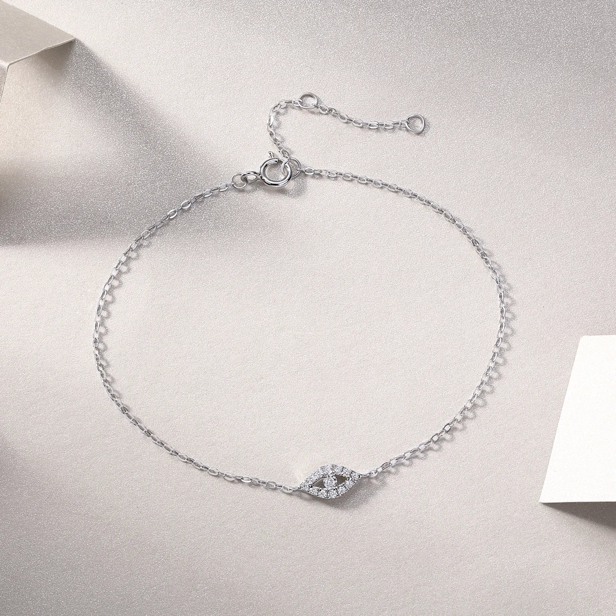 sterling silver jewelry - 925 Silver Bracelet SLM0036B-White-17cm/6.7in side view
