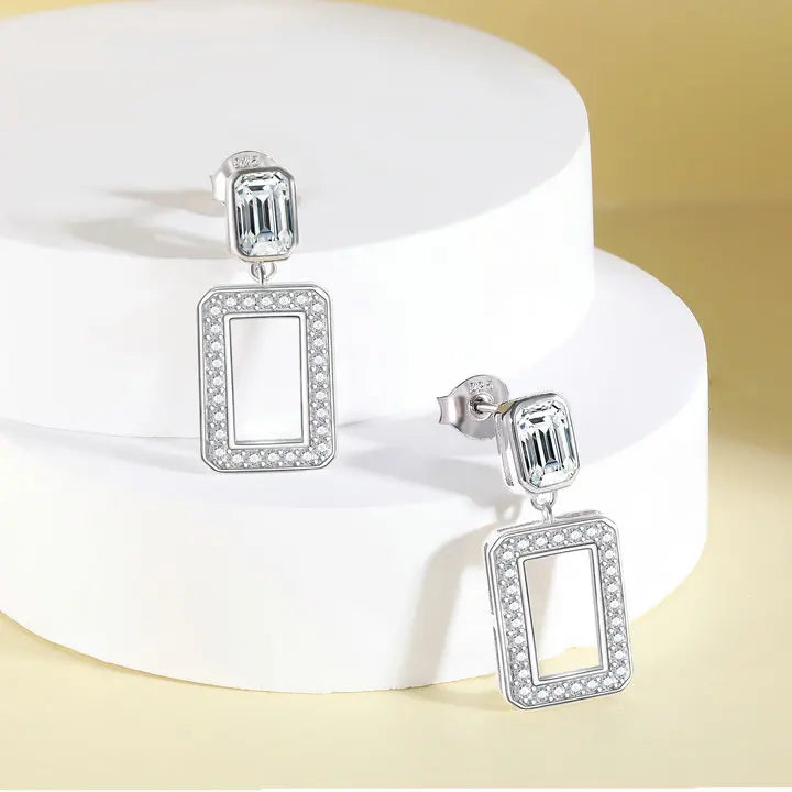 sterling silver jewelry - Silver White Earring Earrings SLM0035E-TLED190 detail view