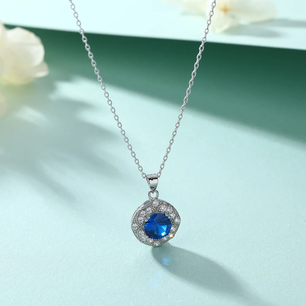 sterling silver jewelry - 925 White Gold Pendant Necklaces SLZ0003N-Rhodiun side view