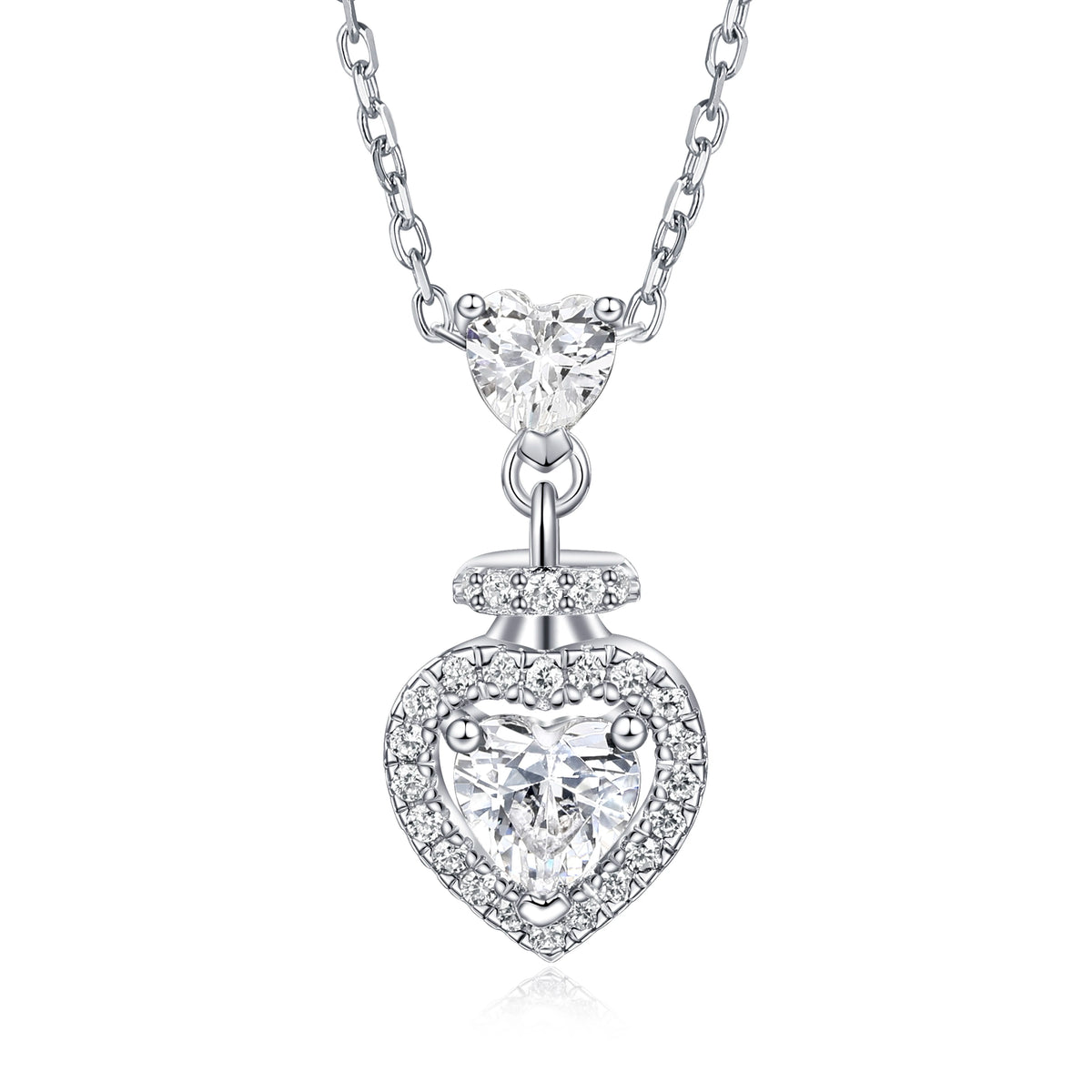 sterling silver jewelry - 925 Silver Pendant Necklace SLZ0023N-heart necklace front view