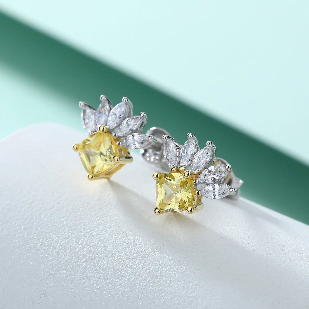sterling silver jewelry - Silver Yellow Earring SLM0027E-catalogue detail view