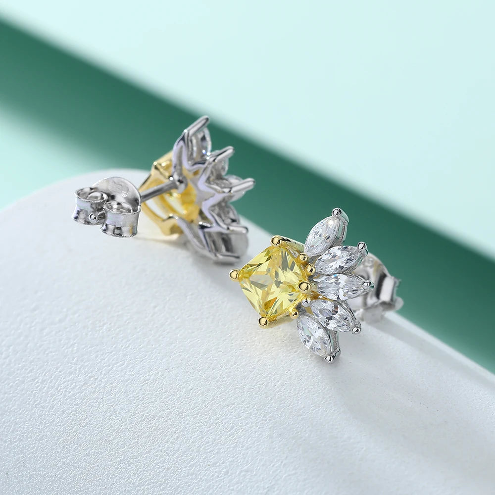 sterling silver jewelry - Silver Yellow Earring SLM0027E-catalogue side view