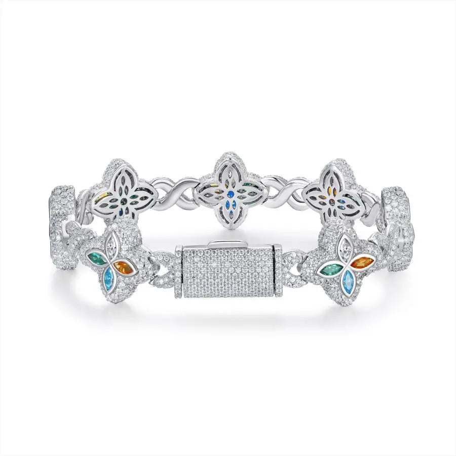 sterling silver jewelry - 925 Silver Bracelet SLM0003B-White front view