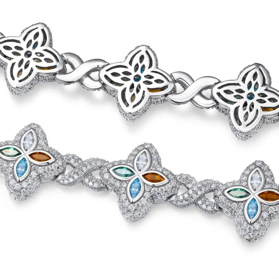 sterling silver jewelry - 925 Silver Bracelet SLM0003B-White open view