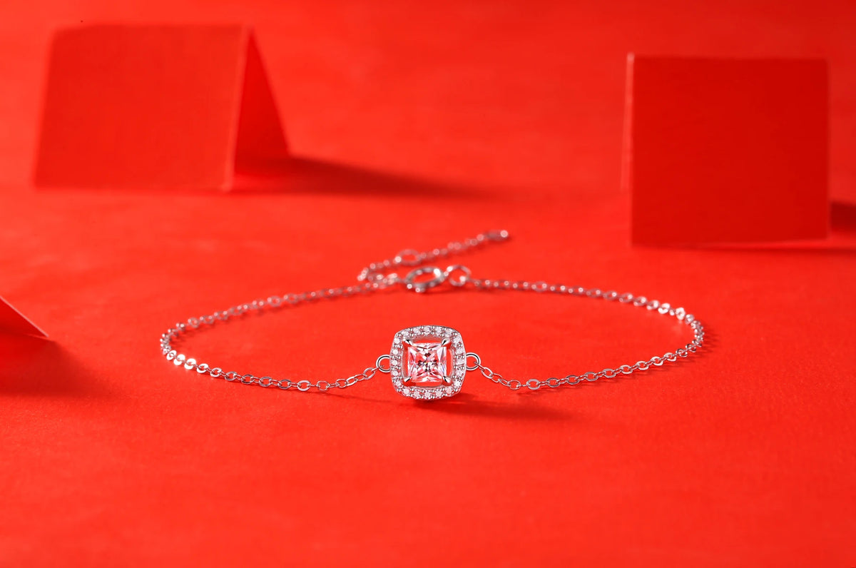 sterling silver jewelry - Rose Silver Bracelet SLM0047B-silver-19cm detail view
