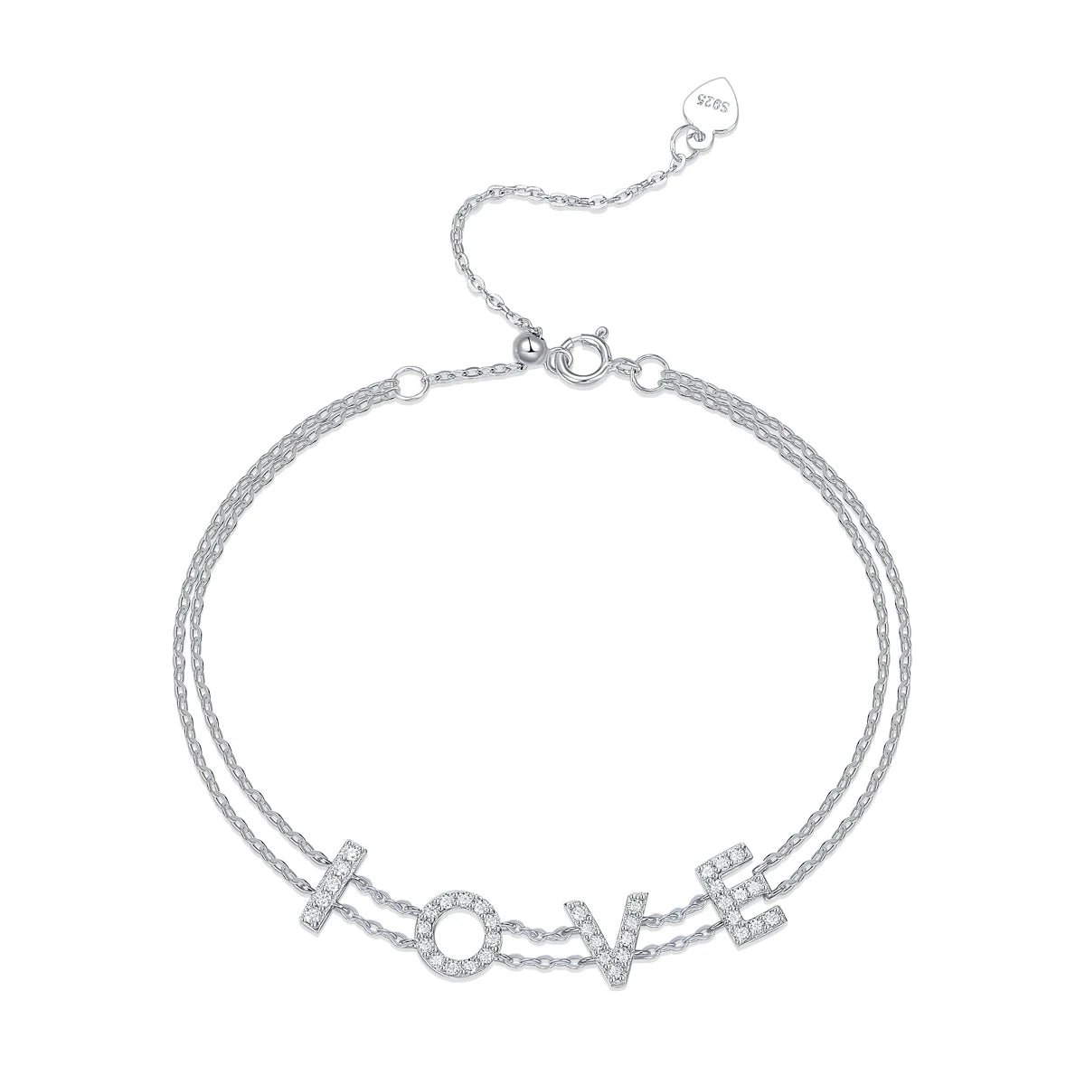 sterling silver jewelry - Rose Silver Bracelet SLM0052B-silver-19cm front view