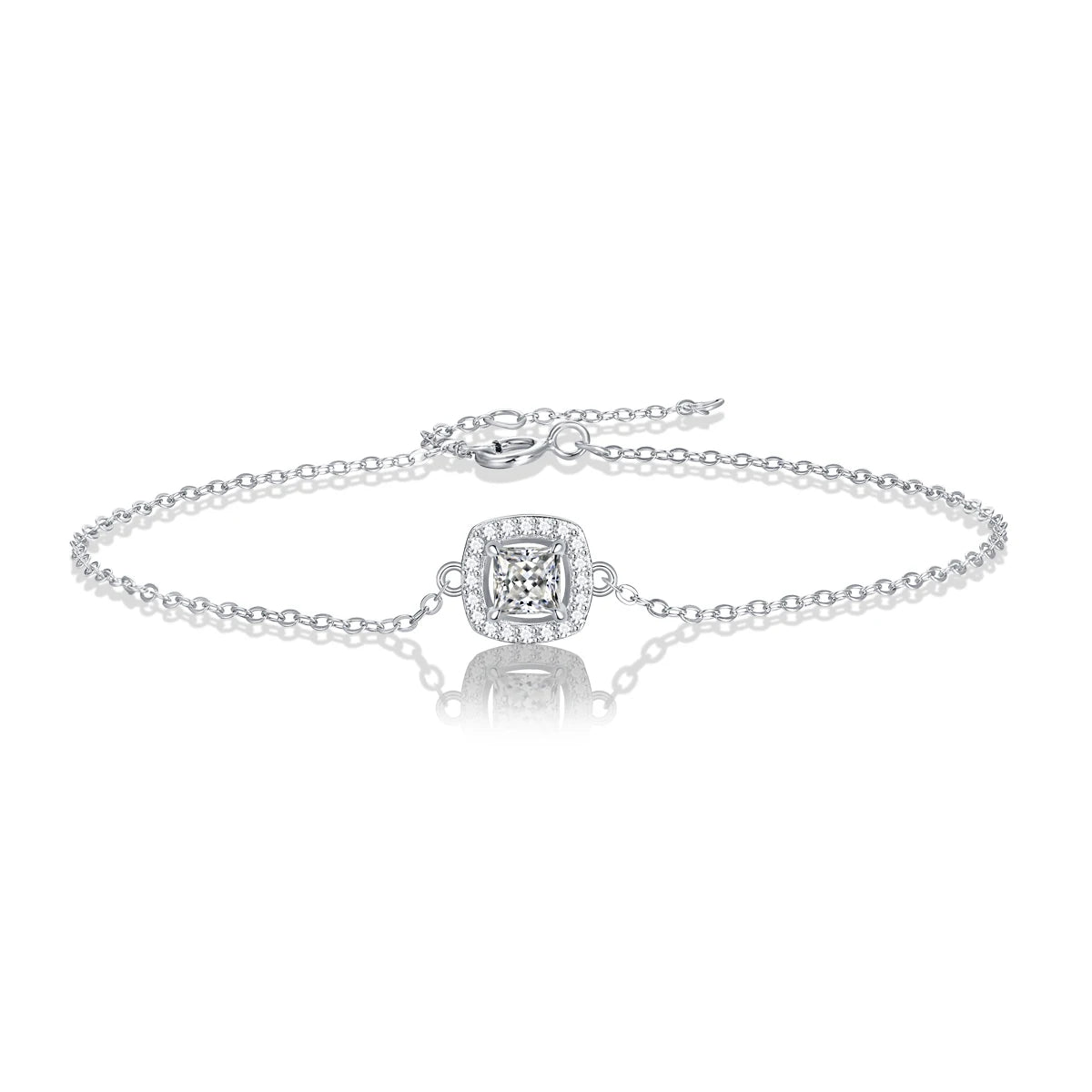 sterling silver jewelry - Rose Silver Bracelet SLM0047B-silver-19cm open view