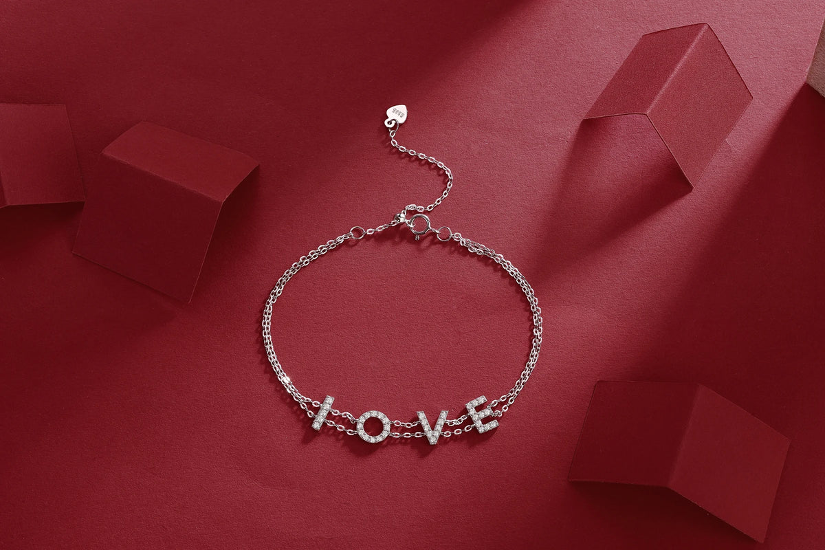 sterling silver jewelry - Rose Silver Bracelet SLM0052B-silver-19cm side view