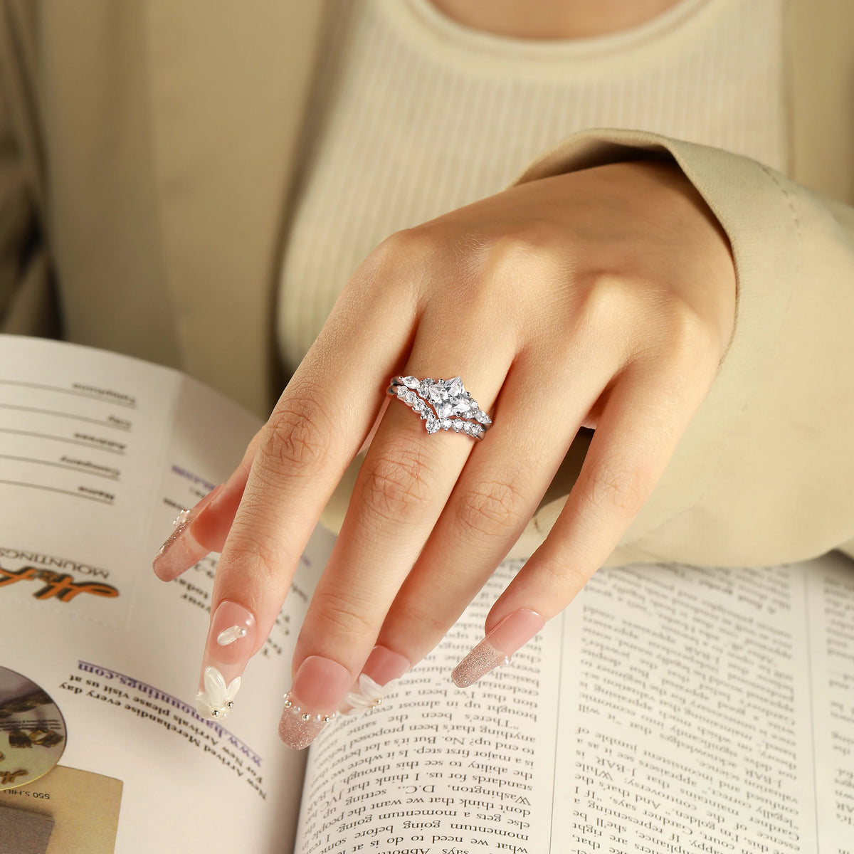 sterling silver jewelry - 925 Silver Rings SLZ0040R-weddding Rings-6 detail view