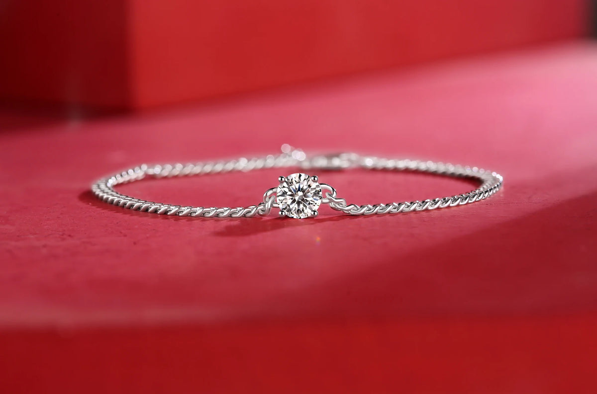 sterling silver jewelry - 925 Silver Bracelet SLM0057B-silver-19cm side view