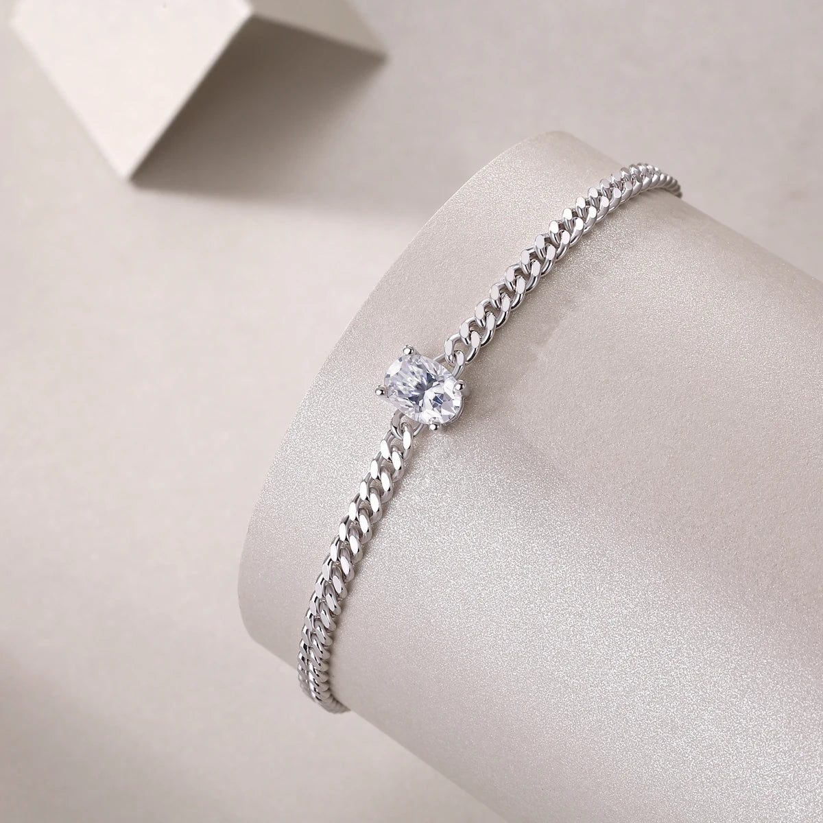 sterling silver jewelry - 925 Silver Bracelet SLM0065B-silver-16.5cm side view