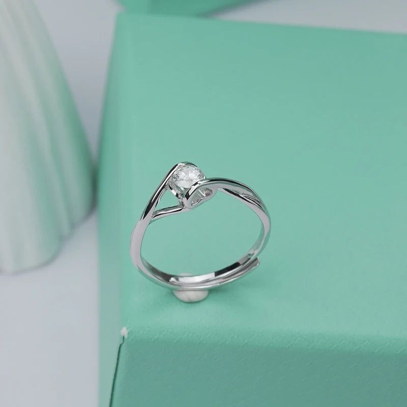 sterling silver jewelry - Silver Ring SLM0001R-0.3CT-AJ open view